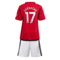 Dres Manchester United Alejandro Garnacho #17 Domáci pre deti 2023-24 Krátky Rukáv (+ trenírky)